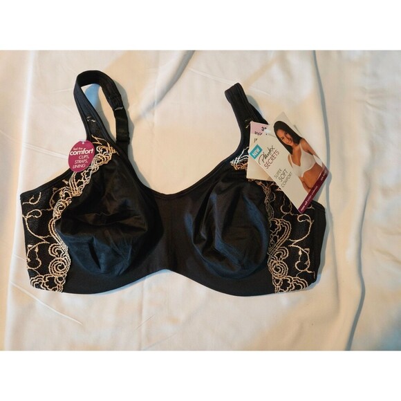 New Playtex Secrets Size 38 D Black Super Soft Hidden Underwire Minimizer 4593 - Picture 1 of 5